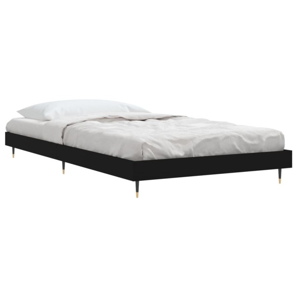 Estructura de cama madera contrachapada negra 90x190 cm