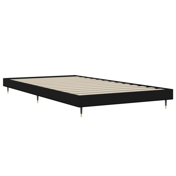 Estructura de cama madera contrachapada negra 90x190 cm