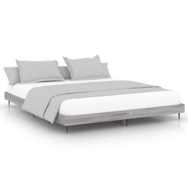 Estructura de cama madera contrachapada gris Sonoma 150x200 cm