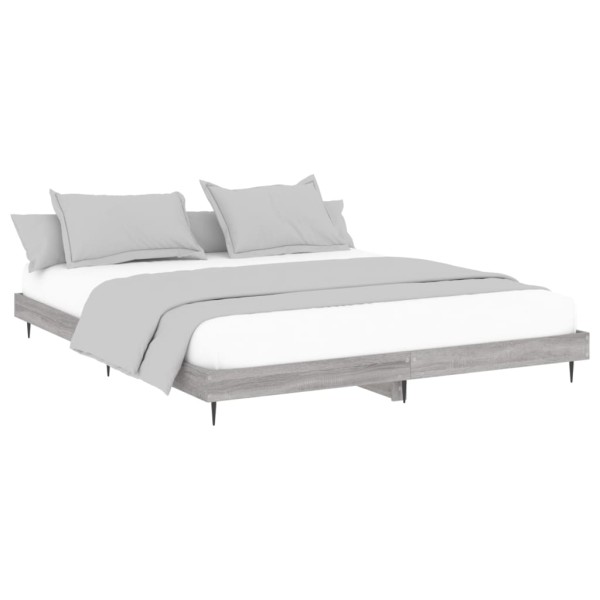 Estructura de cama madera contrachapada gris Sonoma 150x200 cm