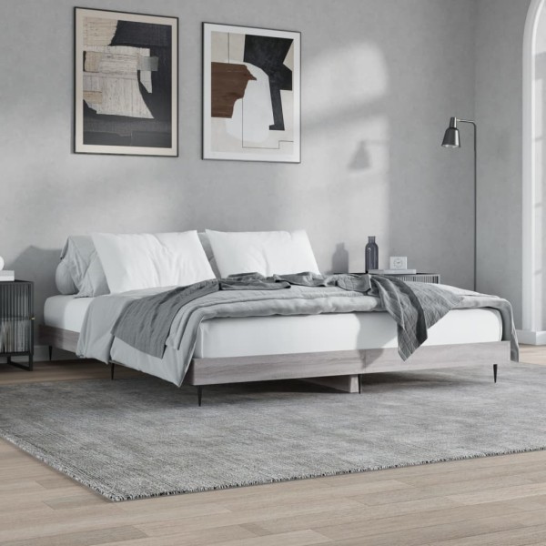 Estructura de cama madera contrachapada gris Sonoma 150x200 cm