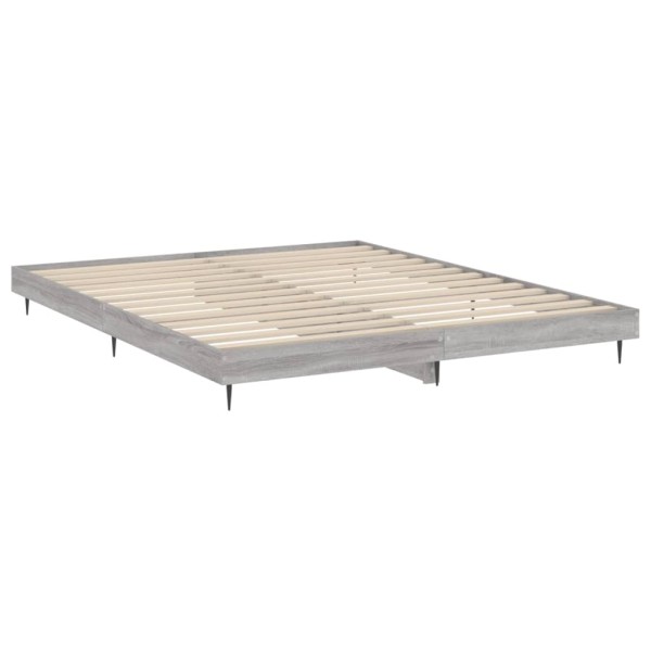 Estructura de cama madera contrachapada gris Sonoma 150x200 cm