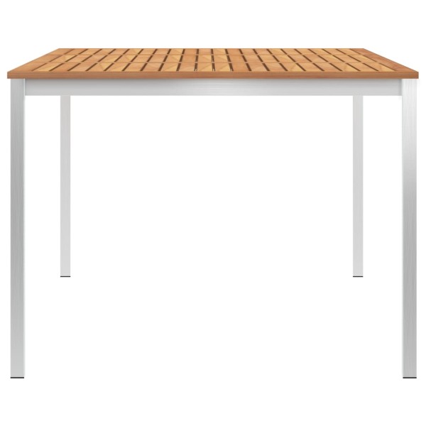 Mesa comedor jardín madera teca acero inoxidable 200x100x75 cm