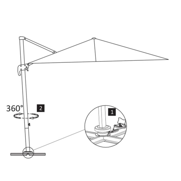 Sombrilla voladiza con poste de aluminio negro 3x3 m