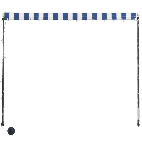 Toldo retráctil con LED azul y blanco 150x150 cm