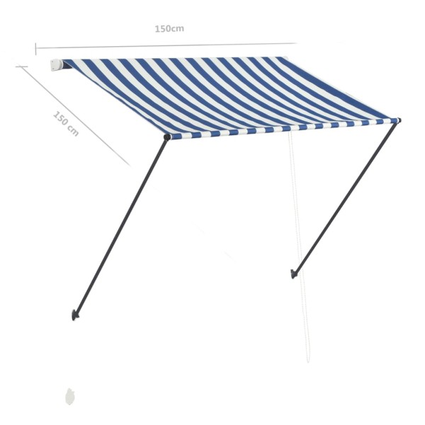 Toldo retráctil con LED azul y blanco 150x150 cm