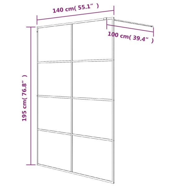 Mampara de ducha vidrio ESG transparente plateado 140x195 cm