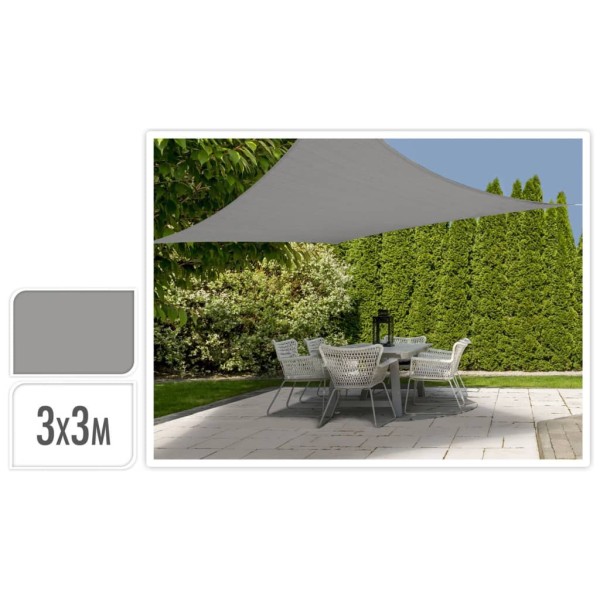 ProGarden Toldo de tela cuadrado gris 3x3 m