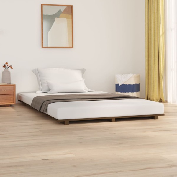 Estructura de cama madera maciza de pino marrón miel 120x190 cm