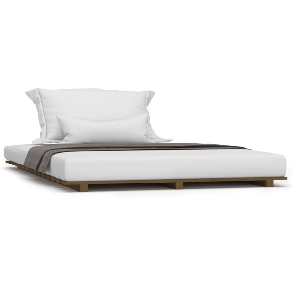 Estructura de cama madera maciza de pino marrón miel 120x190 cm