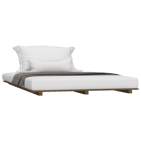 Estructura de cama madera maciza de pino marrón miel 120x190 cm