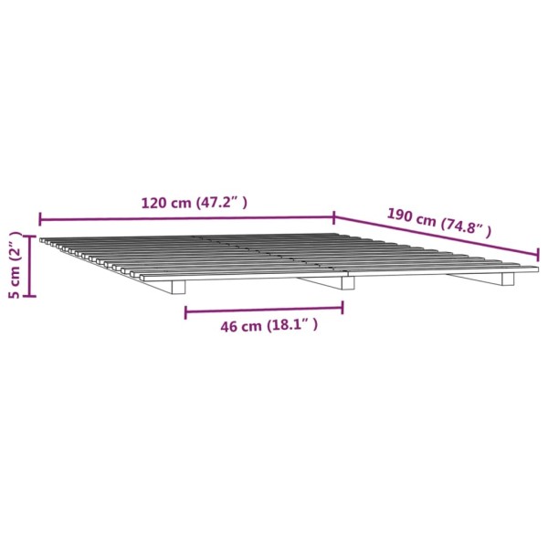 Estructura de cama madera maciza de pino marrón miel 120x190 cm