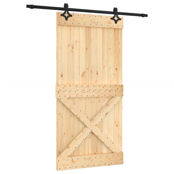 Puerta corredera con herrajes madera maciza de pino 100x210 cm