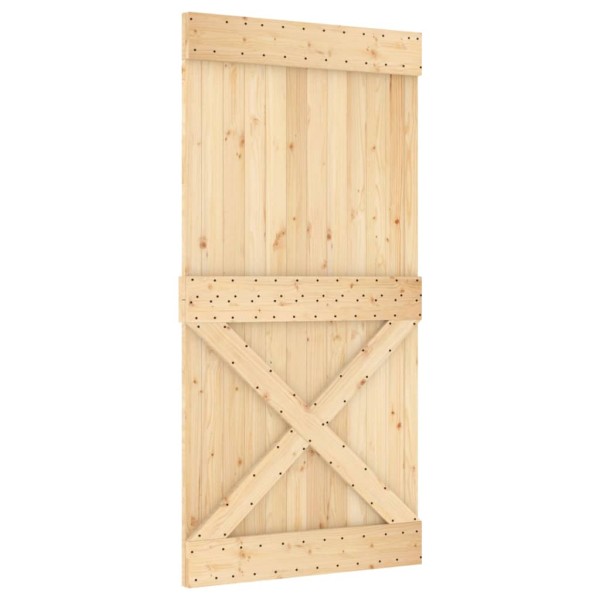 Puerta corredera con herrajes madera maciza de pino 100x210 cm