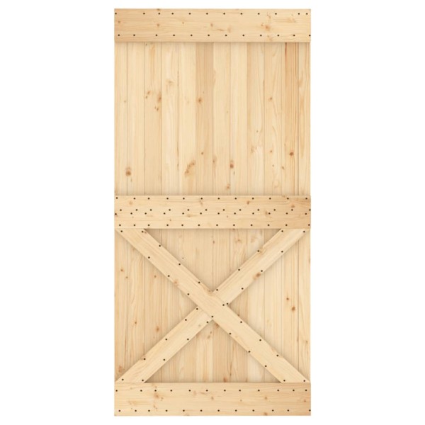 Puerta corredera con herrajes madera maciza de pino 100x210 cm