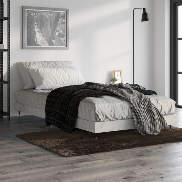 Estructura de cama madera contrachapada gris hormigón 90x190 cm