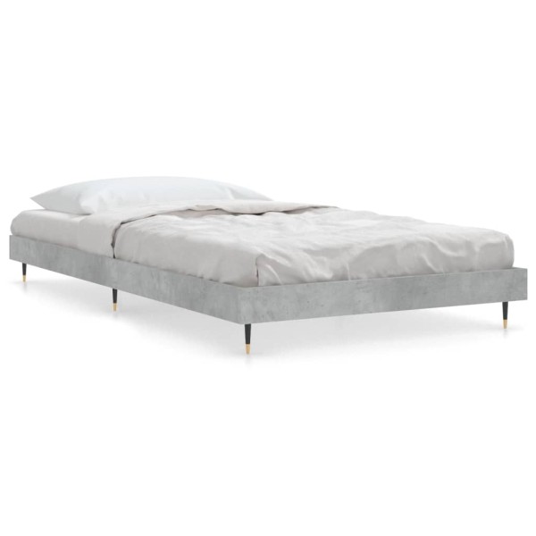 Estructura de cama madera contrachapada gris hormigón 90x190 cm