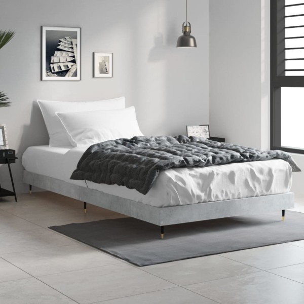 Estructura de cama madera contrachapada gris hormigón 90x190 cm