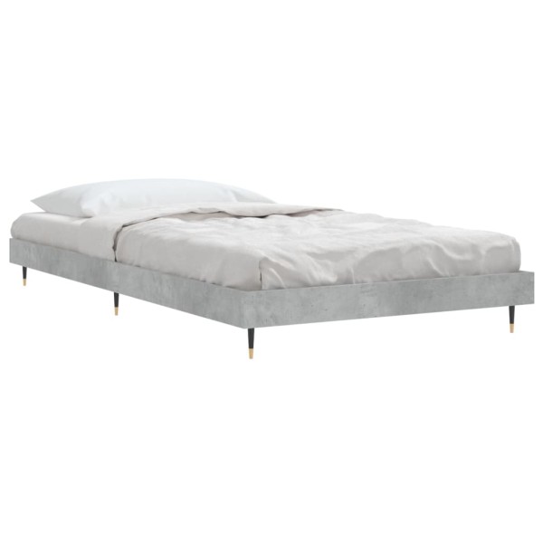 Estructura de cama madera contrachapada gris hormigón 90x190 cm