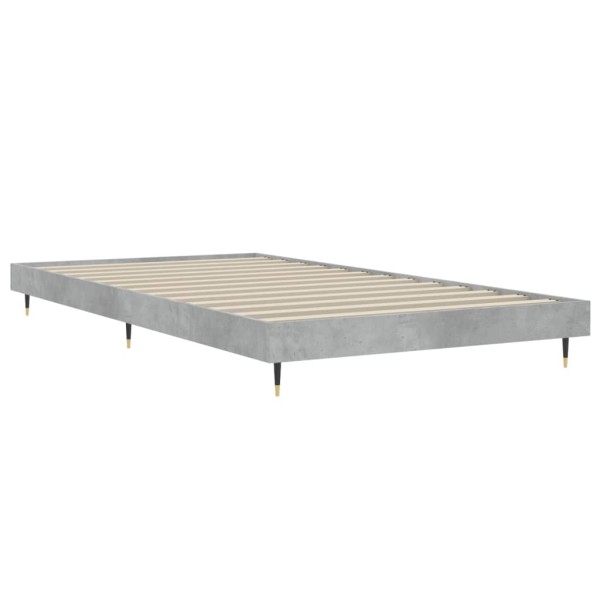 Estructura de cama madera contrachapada gris hormigón 90x190 cm