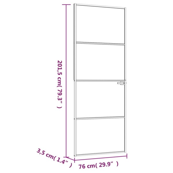 Puerta de interior vidrio templado y aluminio blanco 76x201,5cm