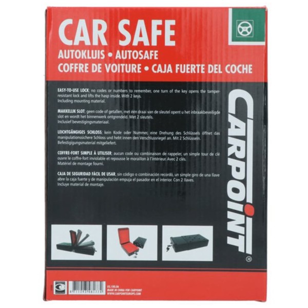 Carpoint Caja de seguridad de acero negro 22,5x16x7,5 cm