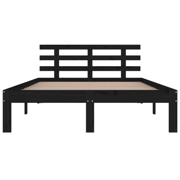 Estructura de cama doble madera maciza negro 135x190 cm