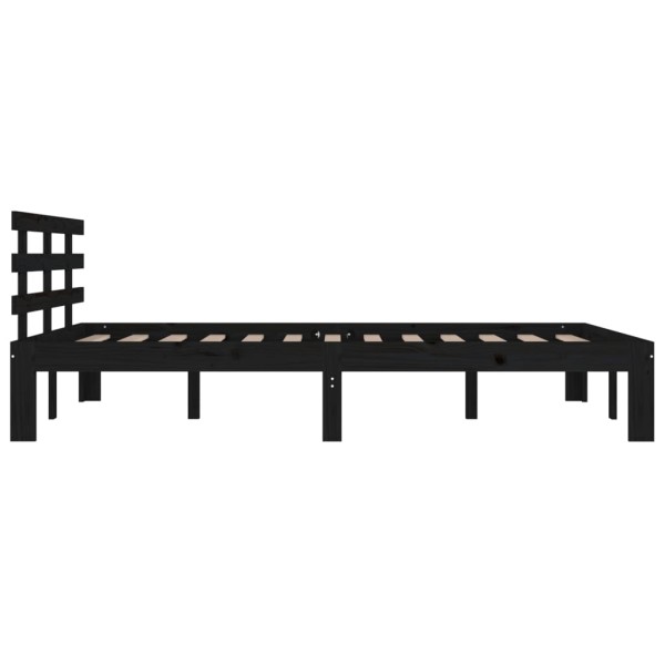 Estructura de cama doble madera maciza negro 135x190 cm