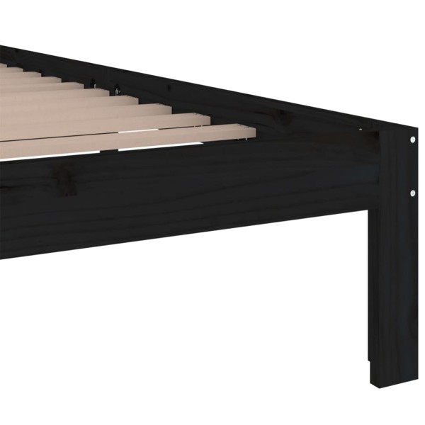 Estructura de cama doble madera maciza negro 135x190 cm