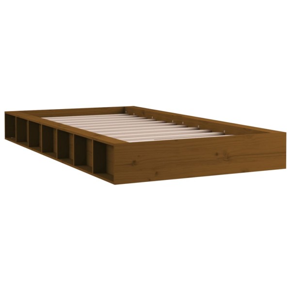 Estructura cama individual madera maciza marrón miel 75x190 cm