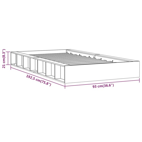 Estructura cama individual madera maciza marrón miel 75x190 cm