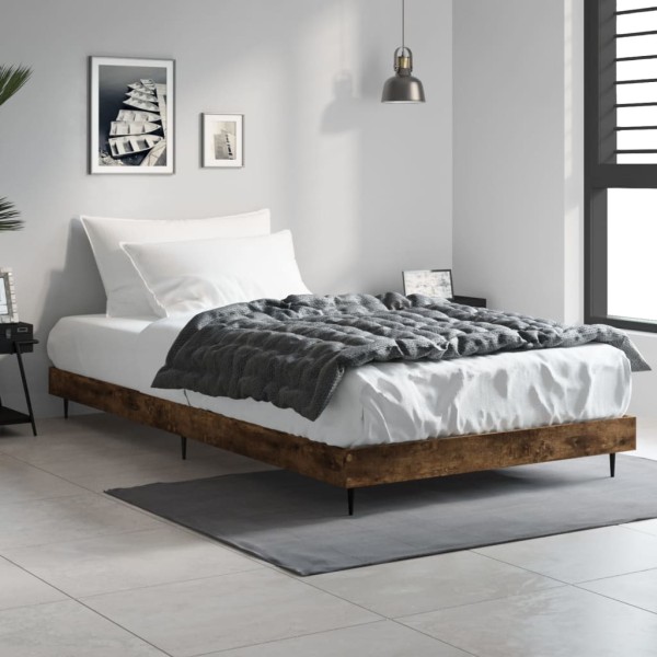 Estructura de cama madera contrachapada roble ahumado 90x190 cm