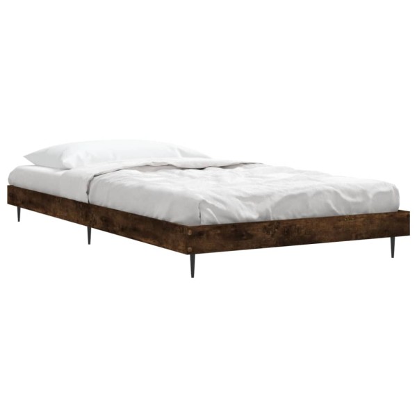 Estructura de cama madera contrachapada roble ahumado 90x190 cm