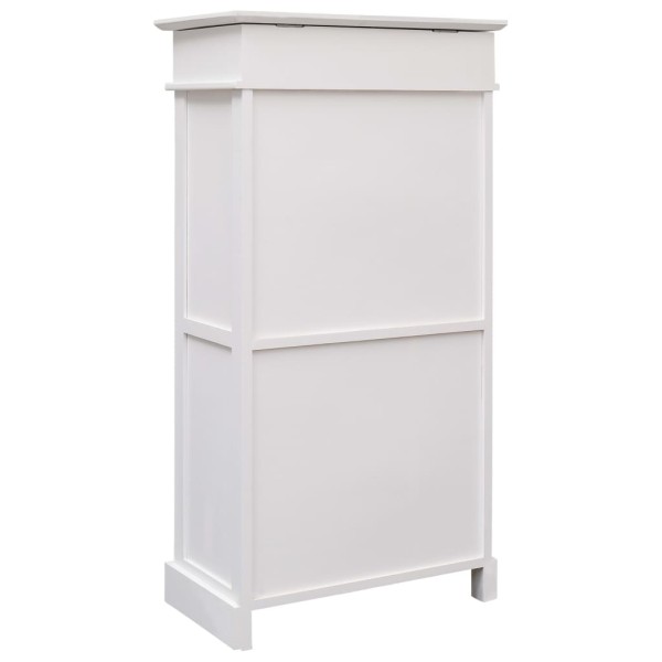 Mueble zapatero de madera de Paulownia blanco 50x28x98 cm