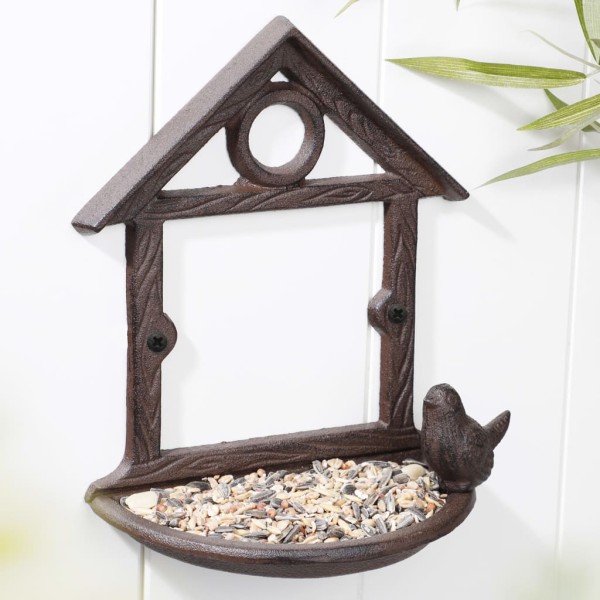 HI Comedero para pájaros colgante con forma de casa marrón 18 cm