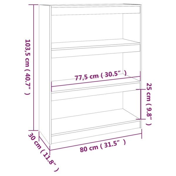 Estantería/divisor de espacios pino marrón miel 80x30x103,5 cm