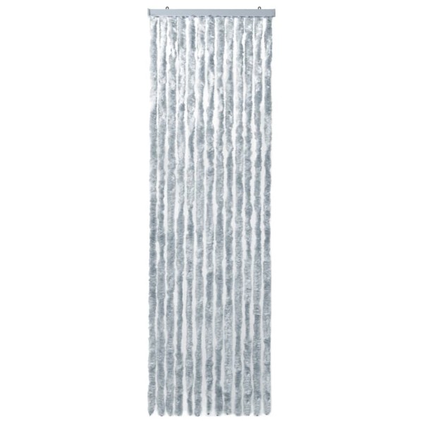 Cortina mosquitera de chenilla blanca y gris 90x200 cm