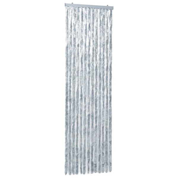 Cortina mosquitera de chenilla blanca y gris 90x200 cm