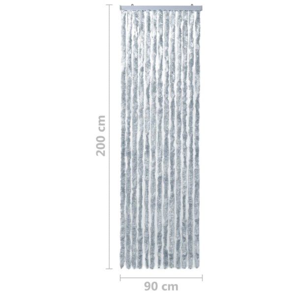 Cortina mosquitera de chenilla blanca y gris 90x200 cm