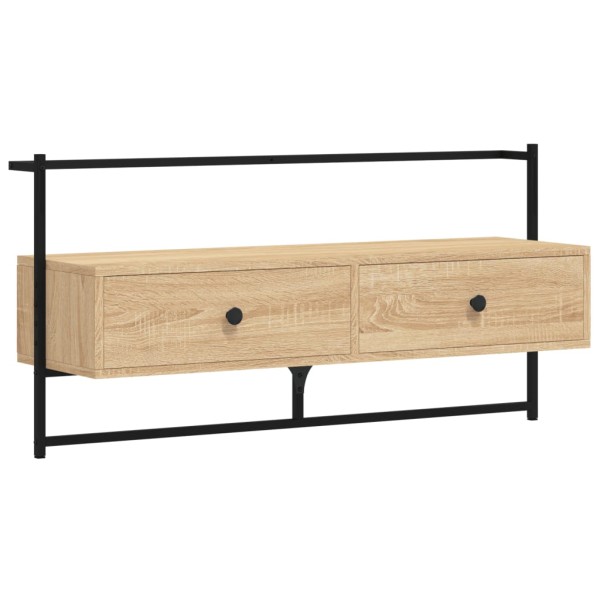 Mueble TV de pared madera ingeniería roble Sonoma 100,5x30x51cm