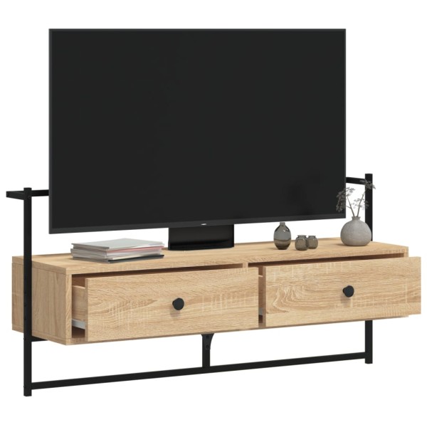 Mueble TV de pared madera ingeniería roble Sonoma 100,5x30x51cm