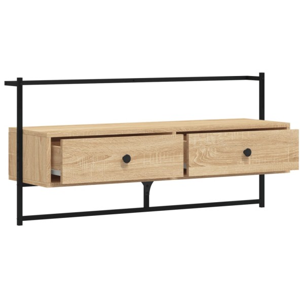 Mueble TV de pared madera ingeniería roble Sonoma 100,5x30x51cm