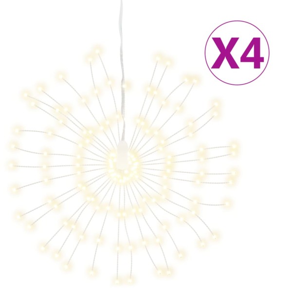 Luces de Navidad de estrellas 4 uds 140 LED blanco cálido 17 cm