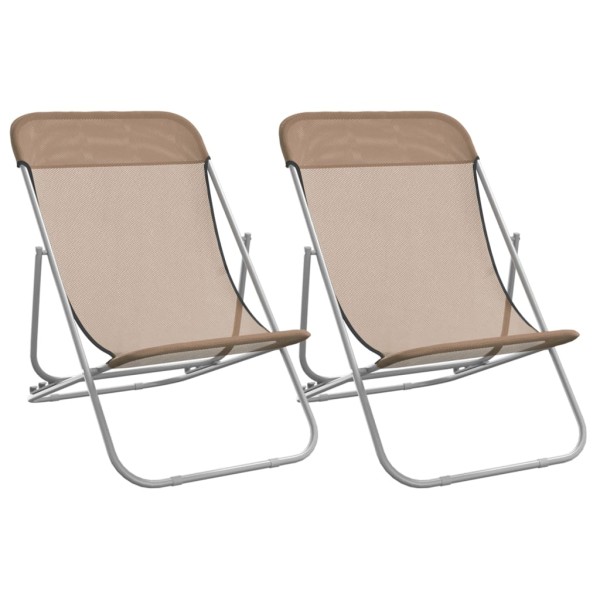 Silla de playa plegable 2 uds acero recubierto textilene taupe