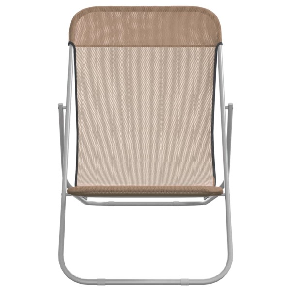 Silla de playa plegable 2 uds acero recubierto textilene taupe