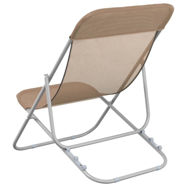 Silla de playa plegable 2 uds acero recubierto textilene taupe