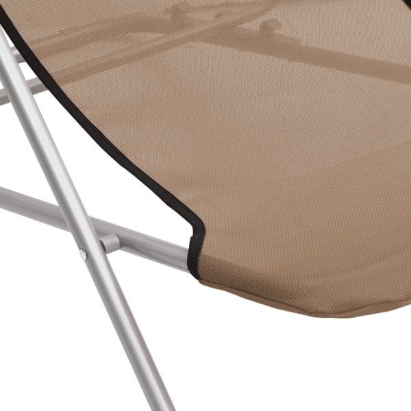 Silla de playa plegable 2 uds acero recubierto textilene taupe