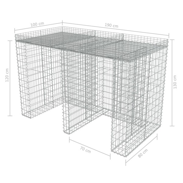 Muro de gaviones para contenedor de basura acero 190x100x130cm