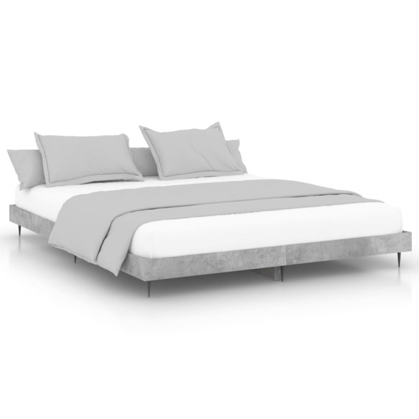 Estructura de cama madera contrachapada gris hormigón 150x200cm