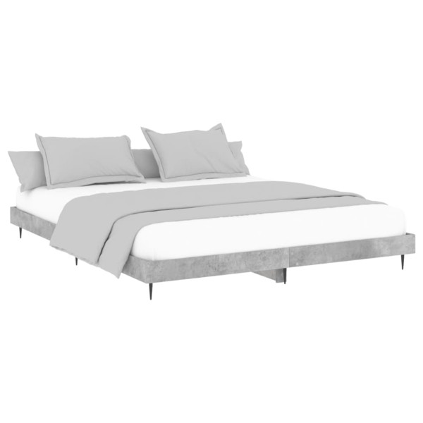 Estructura de cama madera contrachapada gris hormigón 150x200cm